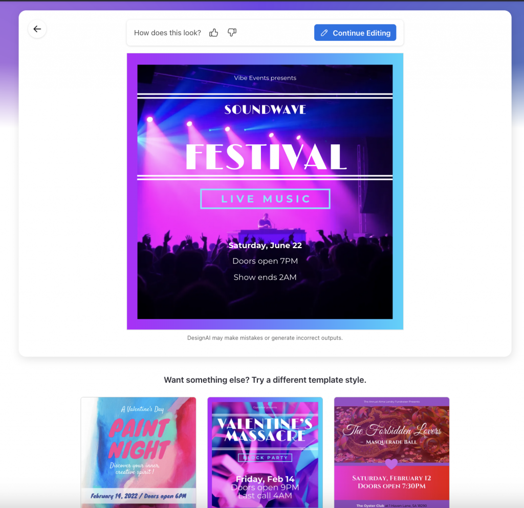 Music concert ad created using Venngage